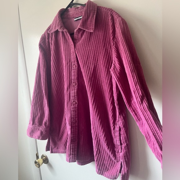 Vintage Croft and Barrow Women’s Oversized Corduroy Shacket Shirt Jacket Pink XL - Picture 2 of 6